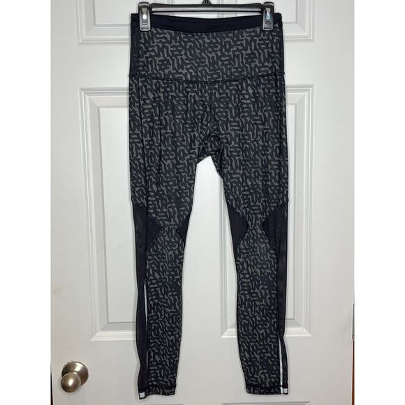 Lululemon‎ Running In The City 7/8 Leggings Size 6 Heathered Net Pop Black - Picture 2 of 11